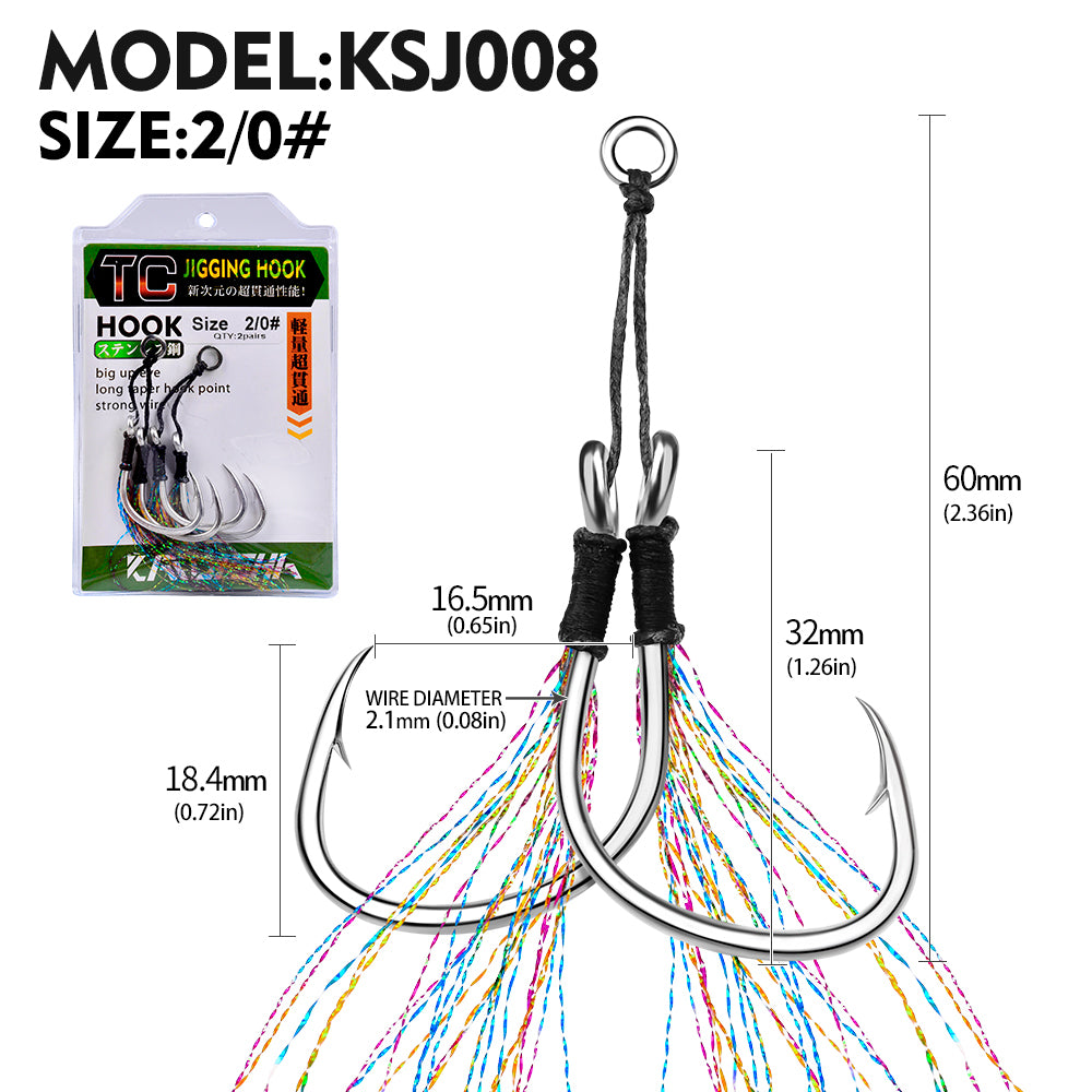 PROBEROS 5pc High Carbon Steel Jig Hook - Wide Gap for Easy Large Bait Presentation