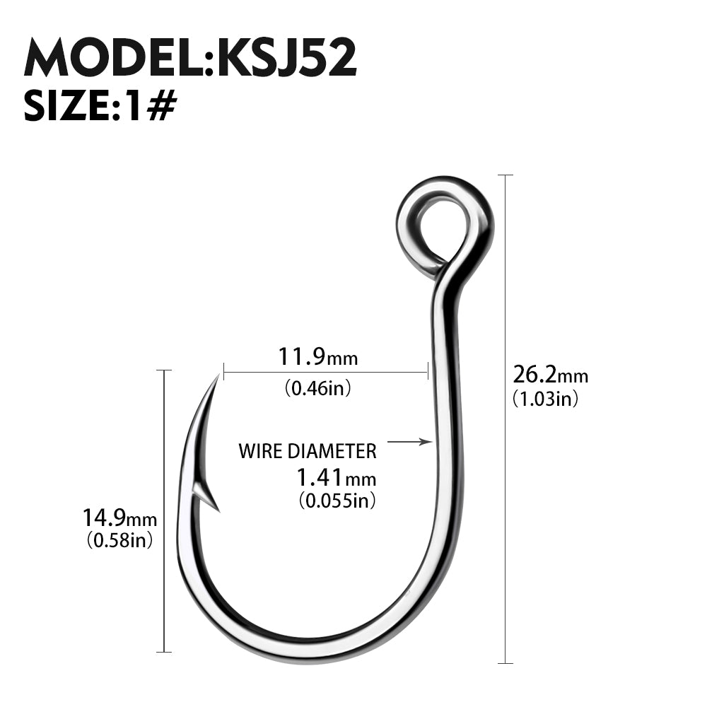 PROBEROS 20 pieces/bag, 5 bags with 100 pieces sold at onceSingle Fishing Hooks 6-4-2-1-1/0-2/0-3/0 Big Eye Fishhooks High Carbon Steel Barbed Sharp Hooks for Lure Pesca