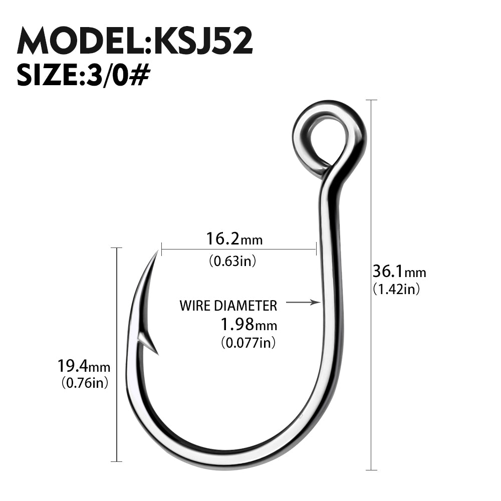 PROBEROS 20 pieces/bag, 5 bags with 100 pieces sold at onceSingle Fishing Hooks 6-4-2-1-1/0-2/0-3/0 Big Eye Fishhooks High Carbon Steel Barbed Sharp Hooks for Lure Pesca