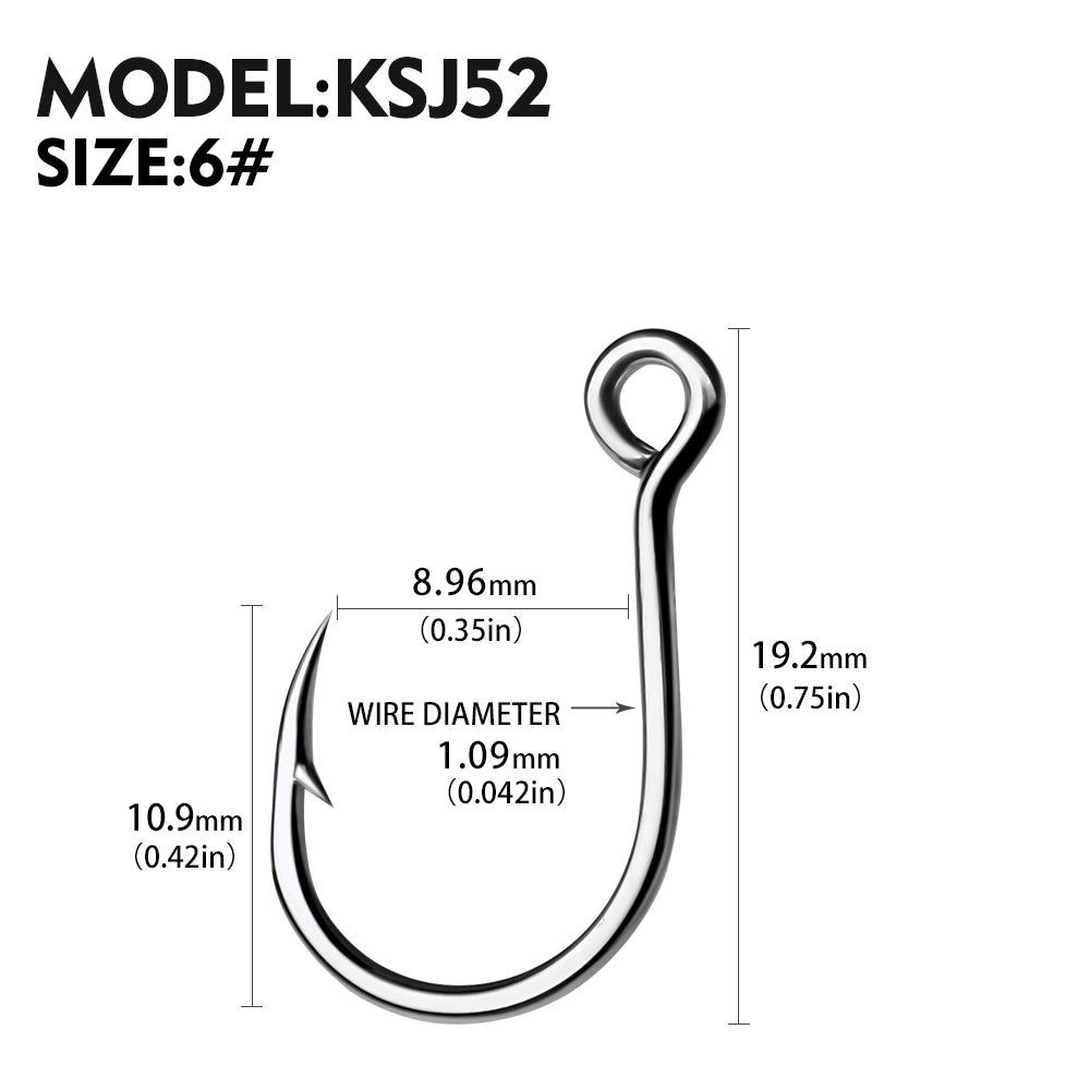 PROBEROS 20 pieces/bag, 5 bags with 100 pieces sold at onceSingle Fishing Hooks 6-4-2-1-1/0-2/0-3/0 Big Eye Fishhooks High Carbon Steel Barbed Sharp Hooks for Lure Pesca