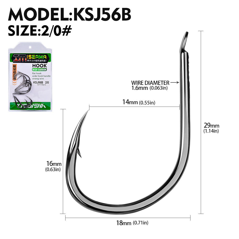 PROBEROS 10 pieces/bag, 5 bags with 50 pieces sold at once Large Size Carp Fishing Hook Offset Circle Hook 1/0-4/0 Single Fly Fishing Jig Hook Barbed Sea Fishhook Tackle Accessories