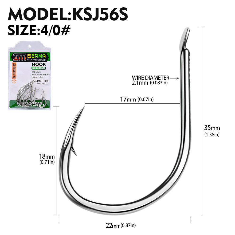 PROBEROS 20PCS Saltwater Fishing Hooks 1/0#-4/0# Anti-rusty Single hook Tin Color Fishhooks High Carbon Steel Strength