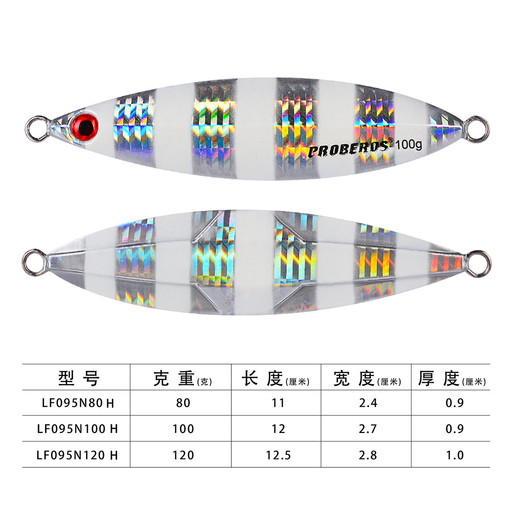 PROBEROS Lead Slow Jigging Lure Zebra Stripe 3D Eye Saltwater Fishing Bait 80g-120g (1PC Pack)