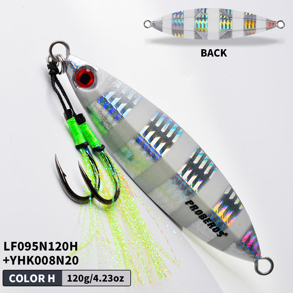 PROBEROS 8PCS Artificiale Metallo Duro Jigging Lures Pesca Acqua salata Jig Bait Immersione Luminosa Metallo Jigs Lure