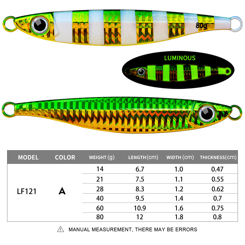 PROBEROS 5pcs Luminous Fishing Lure - Slow Jigging Hard Lure, Iron Plate Fish Design, Realistic Stripes & Marble Patterns, Sunken Throwing Device for Fishing, Fishing Lure