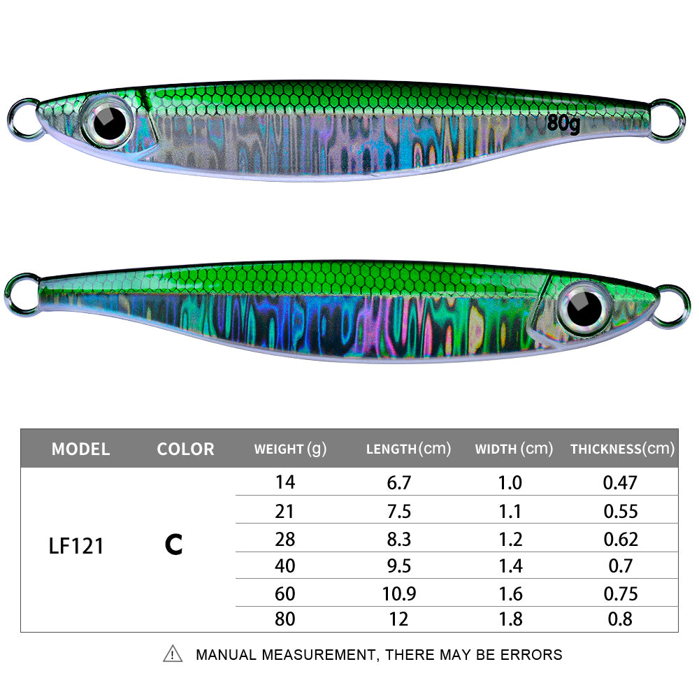 PROBEROS 5pcs Luminous Fishing Lure - Slow Jigging Hard Lure, Iron Plate Fish Design, Realistic Stripes & Marble Patterns, Sunken Throwing Device for Fishing, Fishing Lure