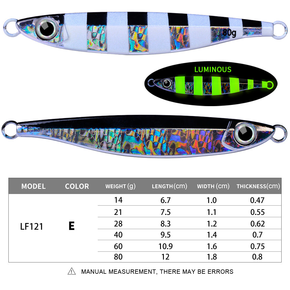 PROBEROS 5pcs Luminous Fishing Lure - Slow Jigging Hard Lure, Iron Plate Fish Design, Realistic Stripes & Marble Patterns, Sunken Throwing Device for Fishing, Fishing Lure