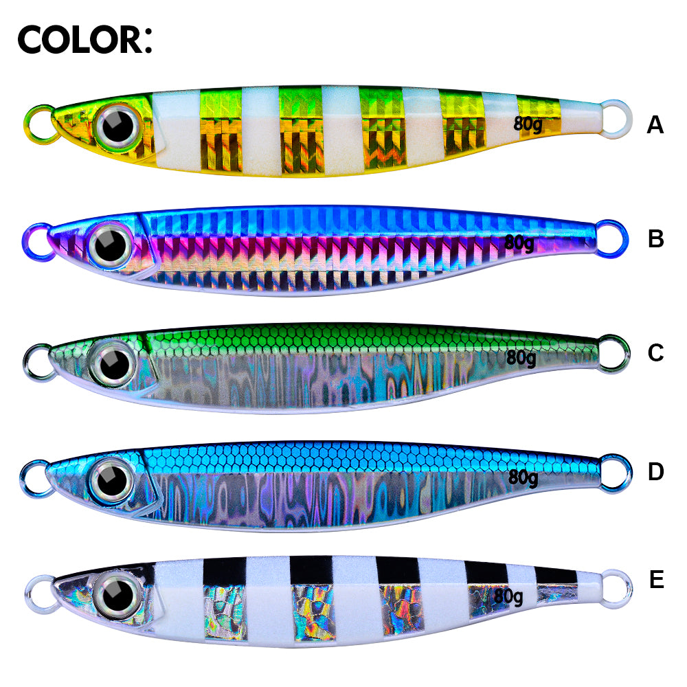 PROBEROS 5pcs Luminous Fishing Lure - Slow Jigging Hard Lure, Iron Plate Fish Design, Realistic Stripes & Marble Patterns, Sunken Throwing Device for Fishing, Fishing Lure