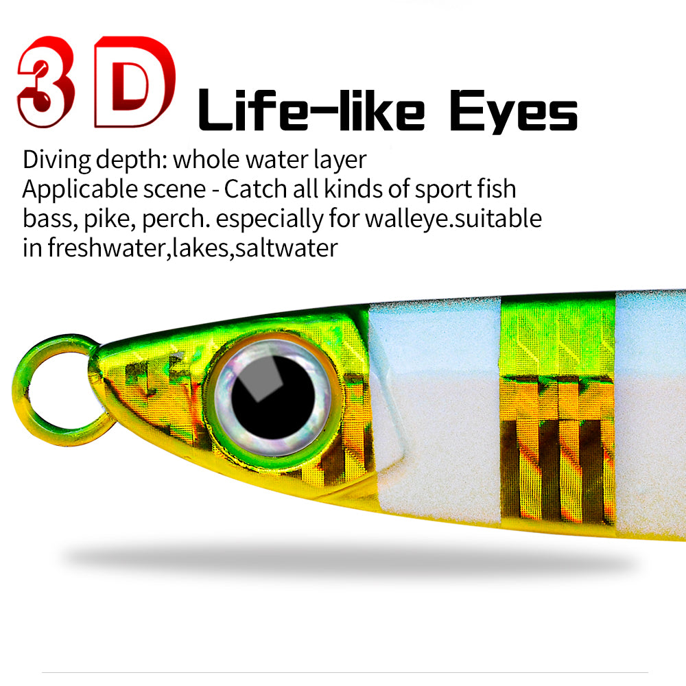 PROBEROS 5pcs Luminous Fishing Lure - Slow Jigging Hard Lure, Iron Plate Fish Design, Realistic Stripes & Marble Patterns, Sunken Throwing Device for Fishing, Fishing Lure