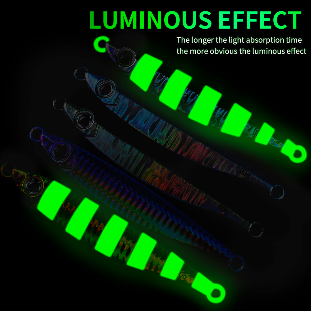 PROBEROS 5pcs Luminous Fishing Lure - Slow Jigging Hard Lure, Iron Plate Fish Design, Realistic Stripes & Marble Patterns, Sunken Throwing Device for Fishing, Fishing Lure