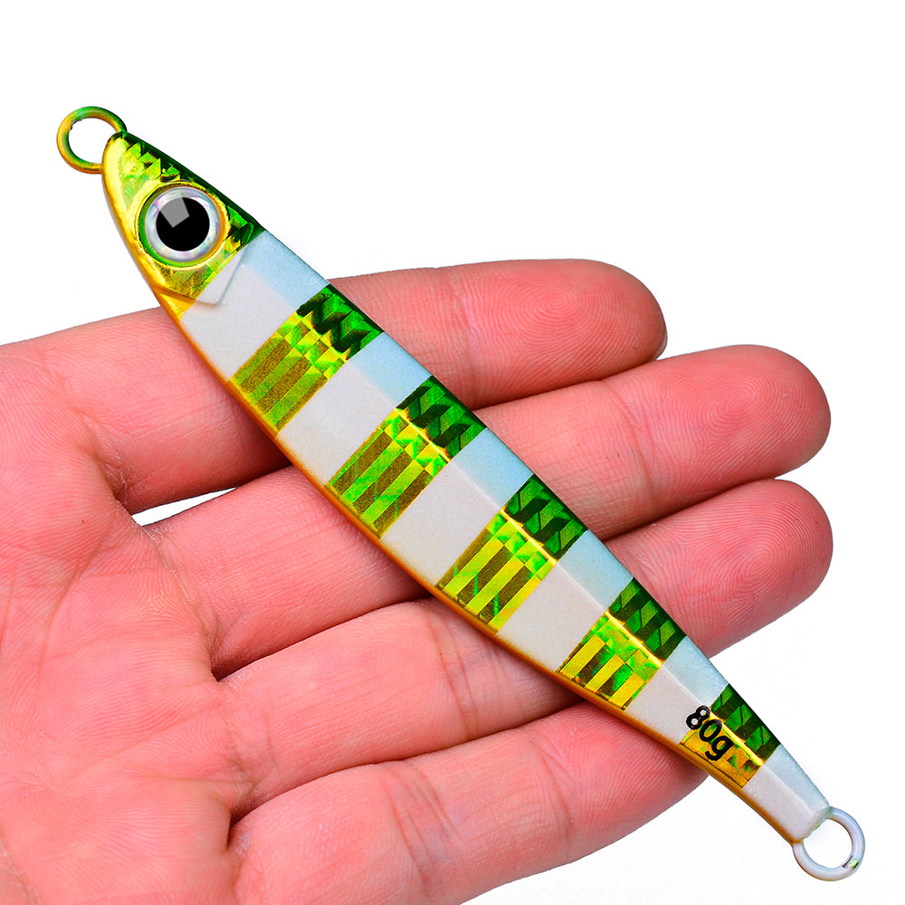 PROBEROS 5pcs Luminous Fishing Lure - Slow Jigging Hard Lure, Iron Plate Fish Design, Realistic Stripes & Marble Patterns, Sunken Throwing Device for Fishing, Fishing Lure