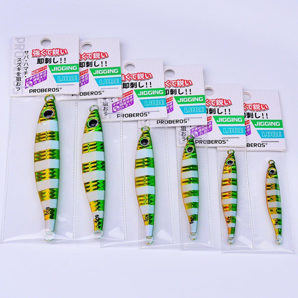 PROBEROS 5pcs Luminous Fishing Lure - Slow Jigging Hard Lure, Iron Plate Fish Design, Realistic Stripes & Marble Patterns, Sunken Throwing Device for Fishing, Fishing Lure