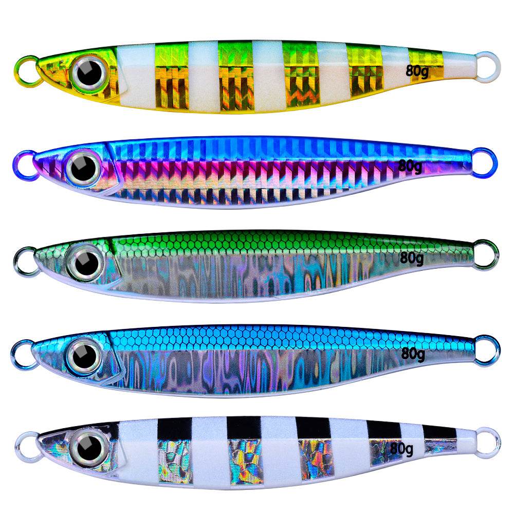 PROBEROS 5pcs Luminous Fishing Lure - Slow Jigging Hard Lure, Iron Plate Fish Design, Realistic Stripes & Marble Patterns, Sunken Throwing Device for Fishing, Fishing Lure - Proberos