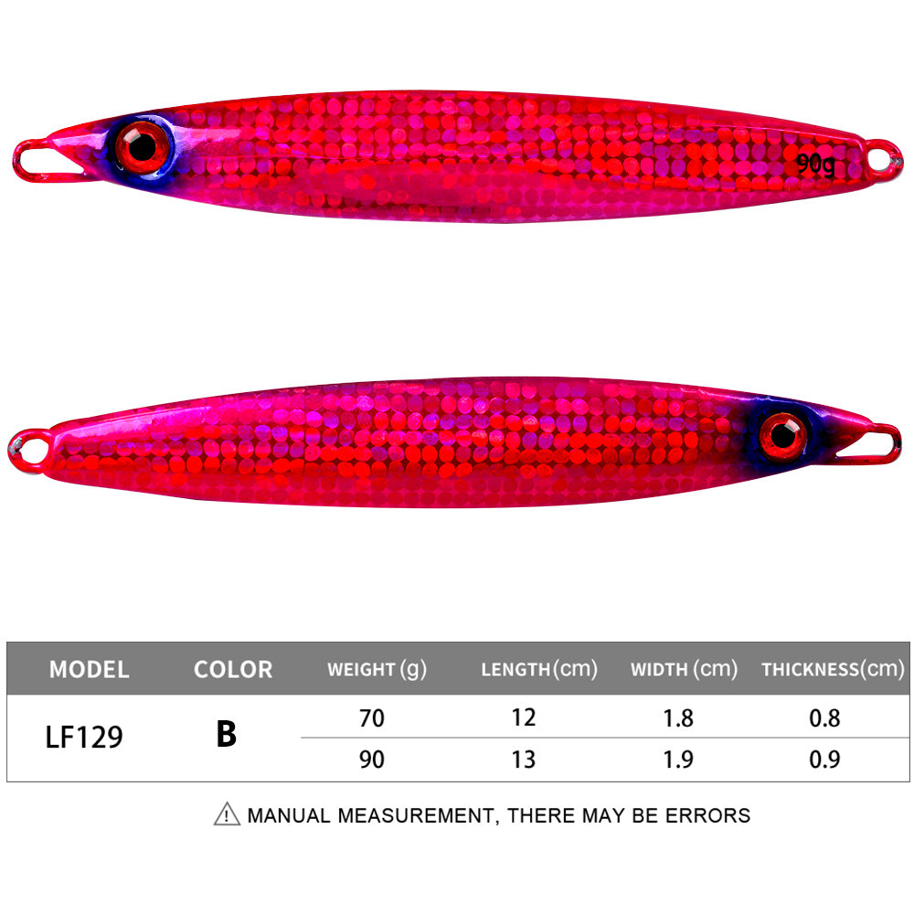 PROBEROS 5PCS 70g 90g Laser Luminous Deep Sea Metal Jig Fishing Jigbait Spoon Baits Jig Lure Fast Sinking Fishing Tackle