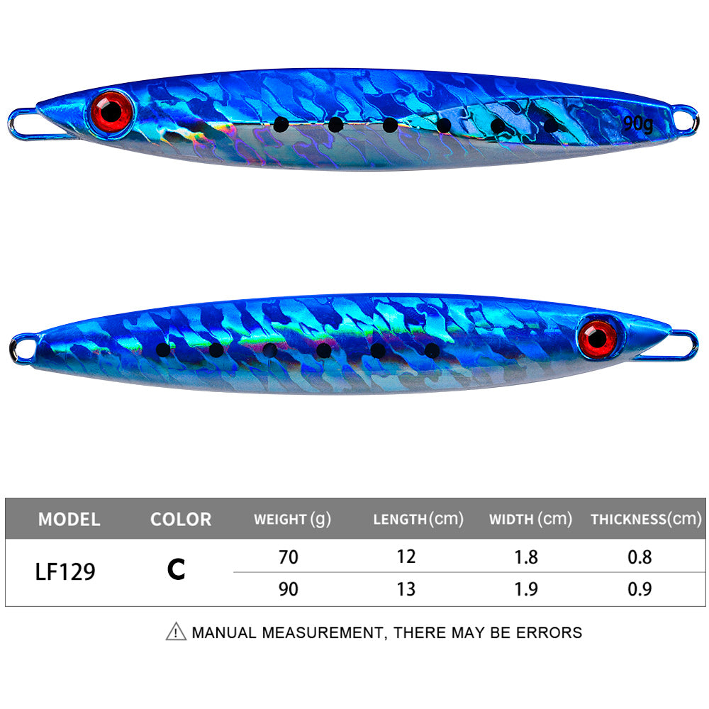 PROBEROS 5PCS 70g 90g Laser Luminous Deep Sea Metal Jig Fishing Jigbait Spoon Baits Jig Lure Fast Sinking Fishing Tackle