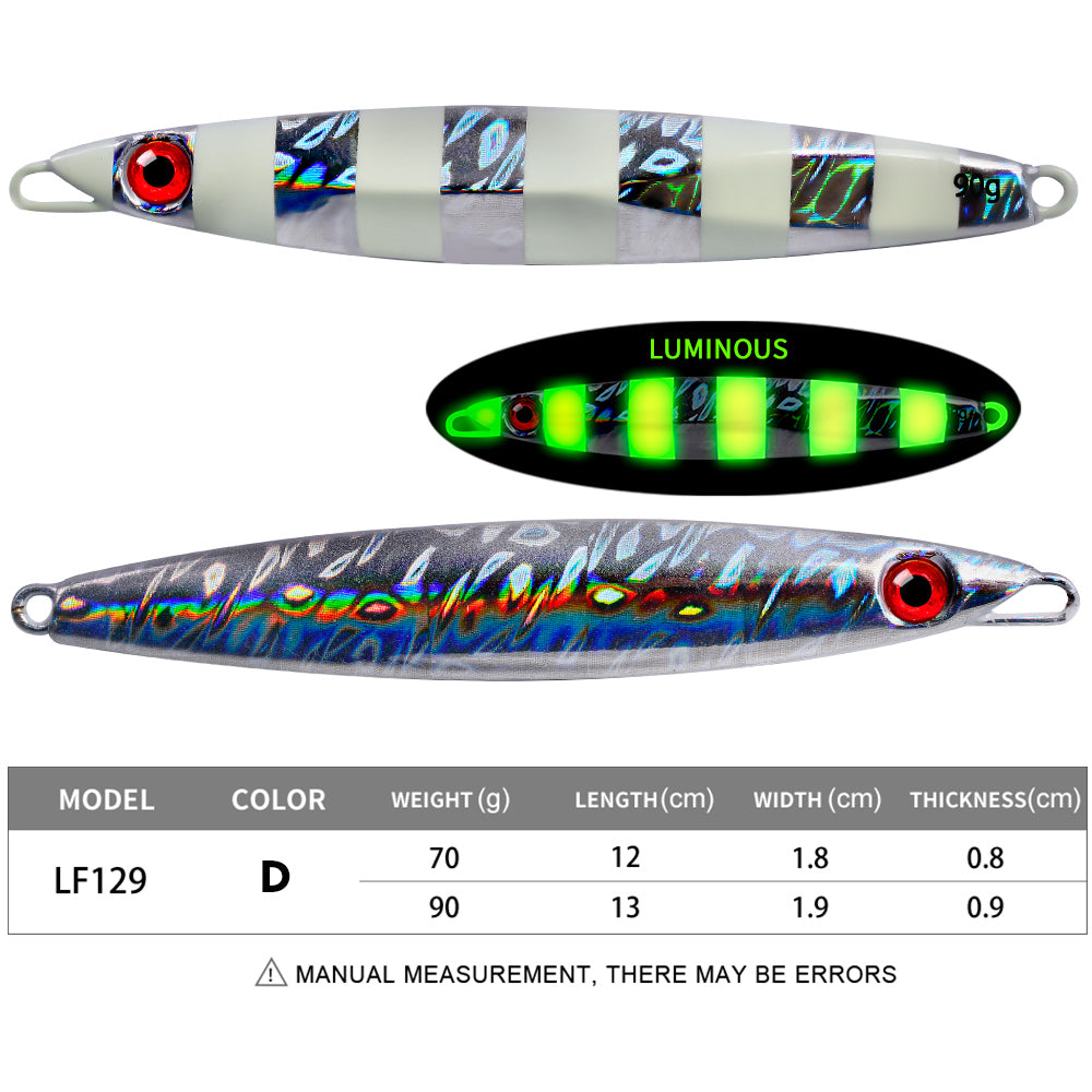 PROBEROS 5PCS 70g 90g Laser Luminous Deep Sea Metal Jig Fishing Jigbait Spoon Baits Jig Lure Fast Sinking Fishing Tackle