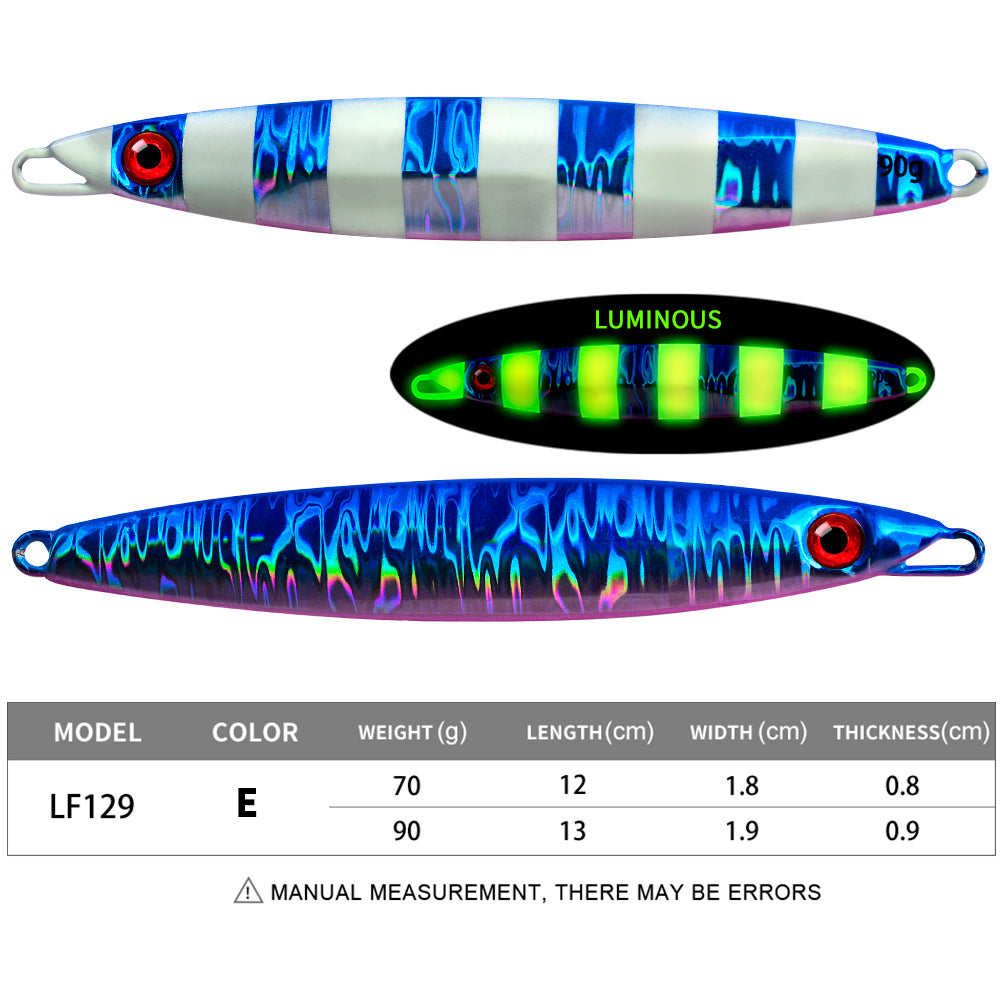 PROBEROS 5PCS 70g 90g Laser Luminous Deep Sea Metal Jig Fishing Jigbait Spoon Baits Jig Lure Fast Sinking Fishing Tackle