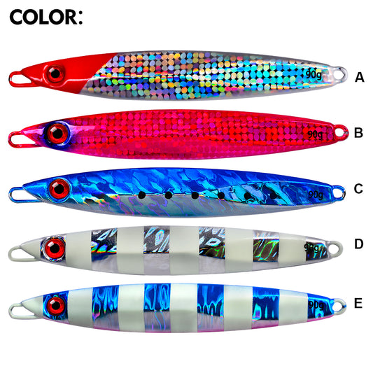 PROBEROS 5 件 70 克 90 克激光发光深海金属跳汰鱼饵勺形鱼饵快速下沉渔具