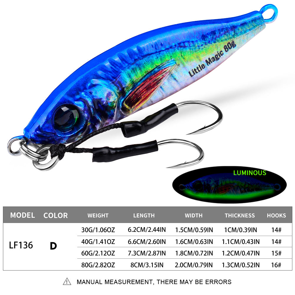 PROBEROS 5pcs Luminous Jigging Lure 30-40-60-80g Metal Jigs Fishing Bait Sea Fishing Jig Spoon Trolling Wobbler Hard Isca Pesca