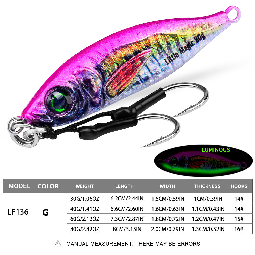 PROBEROS 5pcs Luminous Jigging Lure 30-40-60-80g Metal Jigs Fishing Bait Sea Fishing Jig Spoon Trolling Wobbler Hard Isca Pesca