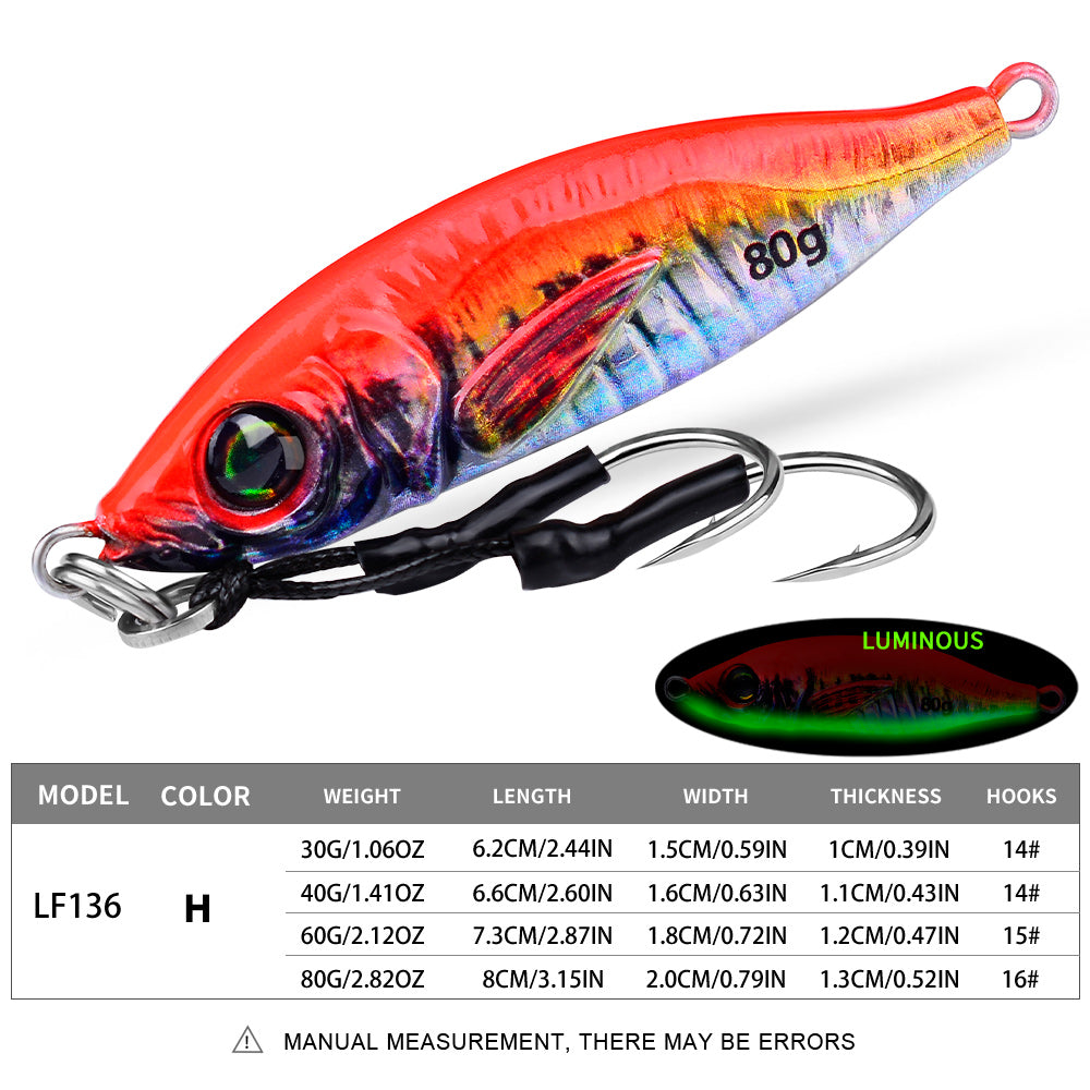 PROBEROS 5pcs Luminous Jigging Lure 30-40-60-80g Metal Jigs Fishing Bait Sea Fishing Jig Spoon Trolling Wobbler Hard Isca Pesca