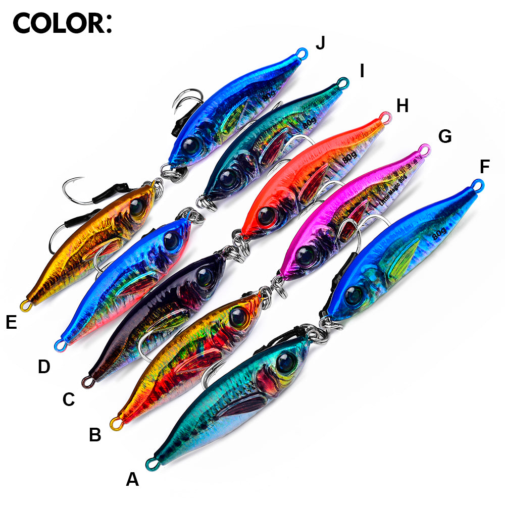 PROBEROS 5pcs Luminous Jigging Lure 30-40-60-80g Metal Jigs Fishing Bait Sea Fishing Jig Spoon Trolling Wobbler Hard Isca Pesca