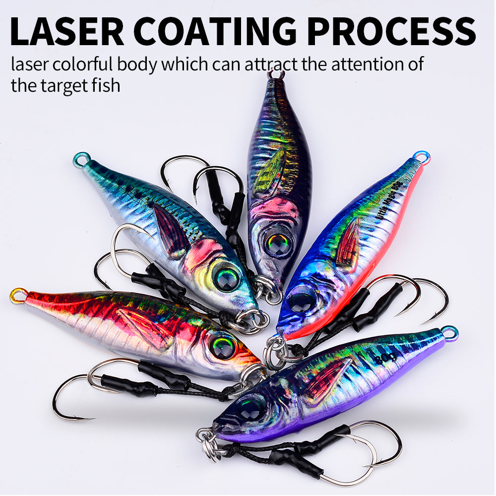 PROBEROS 5pcs Luminous Jigging Lure 30-40-60-80g Metal Jigs Fishing Bait Sea Fishing Jig Spoon Trolling Wobbler Hard Isca Pesca