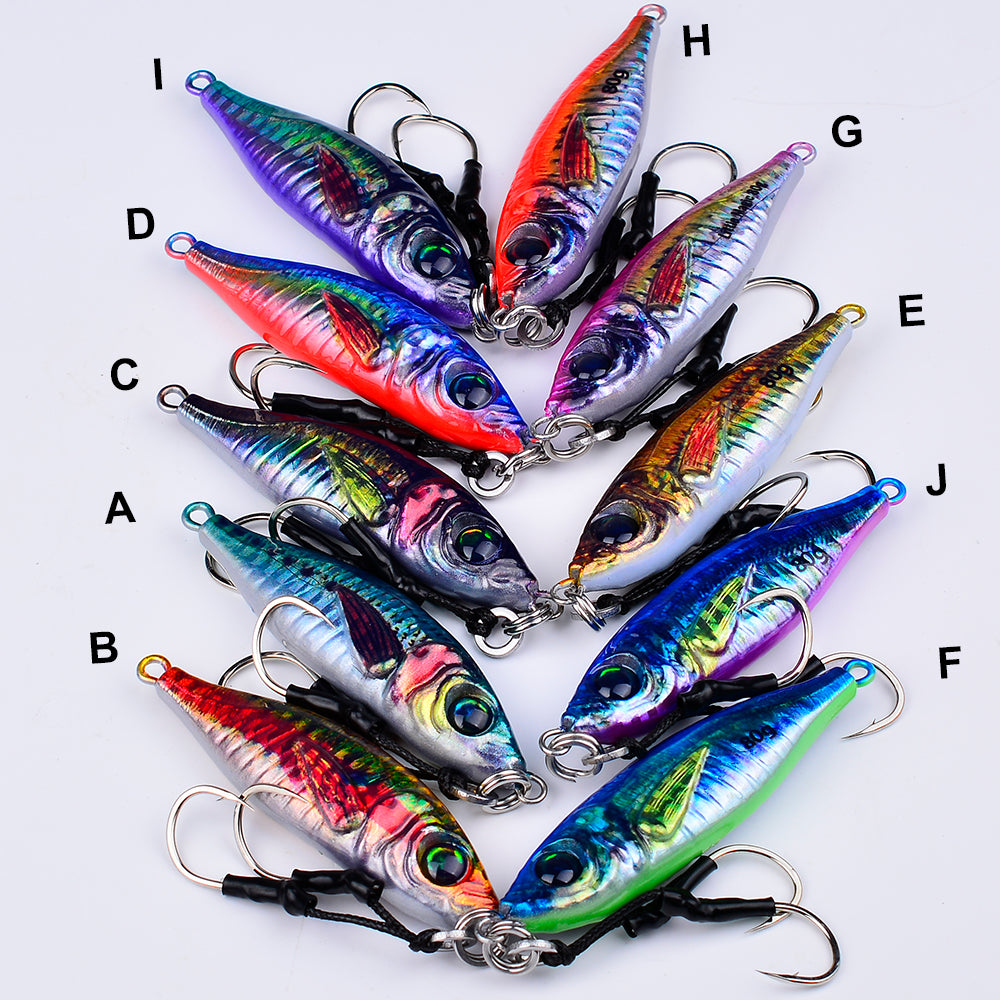 PROBEROS 5pcs Luminous Jigging Lure 30-40-60-80g Metal Jigs Fishing Bait Sea Fishing Jig Spoon Trolling Wobbler Hard Isca Pesca