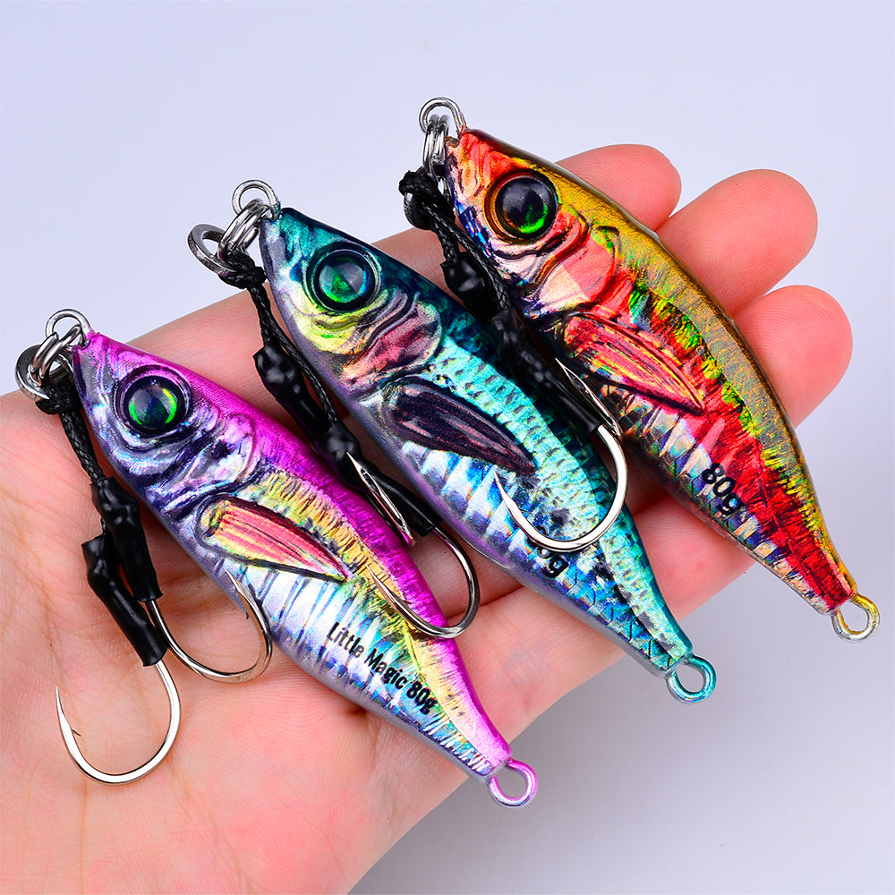 PROBEROS 5pcs Luminous Jigging Lure 30-40-60-80g Metal Jigs Fishing Bait Sea Fishing Jig Spoon Trolling Wobbler Hard Isca Pesca