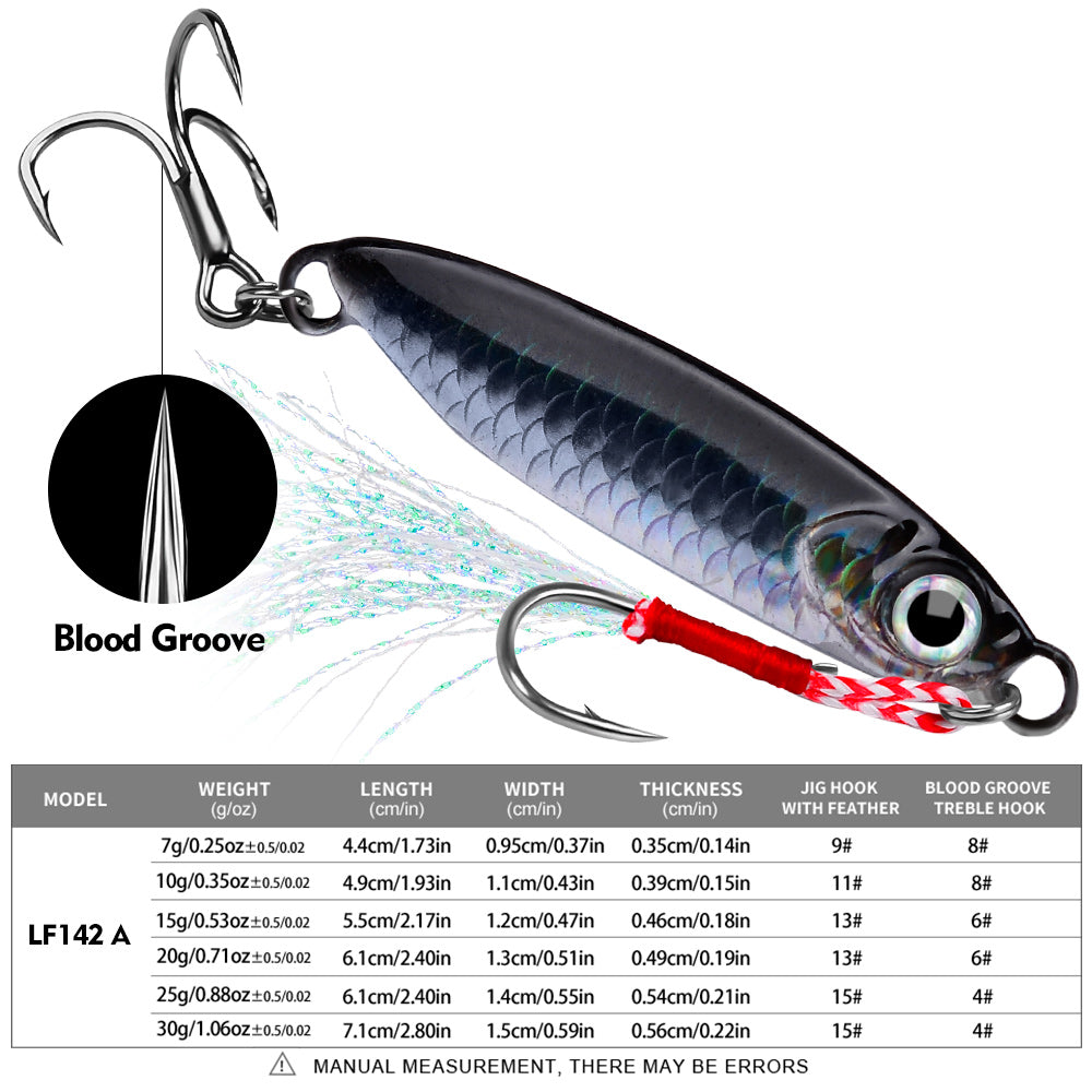 PROBEROS 8pcs Metal Jig Shore Casting Jigging Lure Shore Casting Saltwater Fishing Lure Bait Artificial Bait