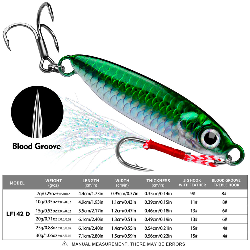 PROBEROS 8pcs Metal Jig Shore Casting Jigging Lure Shore Casting Saltwater Fishing Lure Bait Artificial Bait