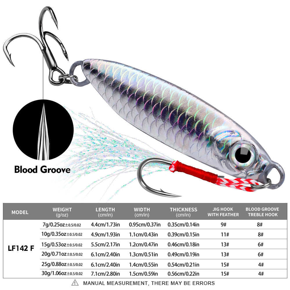 PROBEROS 8pcs Metal Jig Shore Casting Jigging Lure Shore Casting Saltwater Fishing Lure Bait Artificial Bait