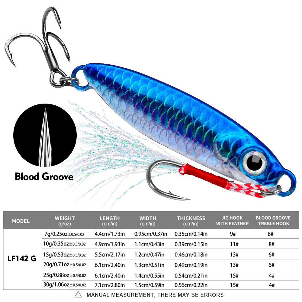 PROBEROS 8pcs Metal Jig Shore Casting Jigging Lure Shore Casting Saltwater Fishing Lure Bait Artificial Bait