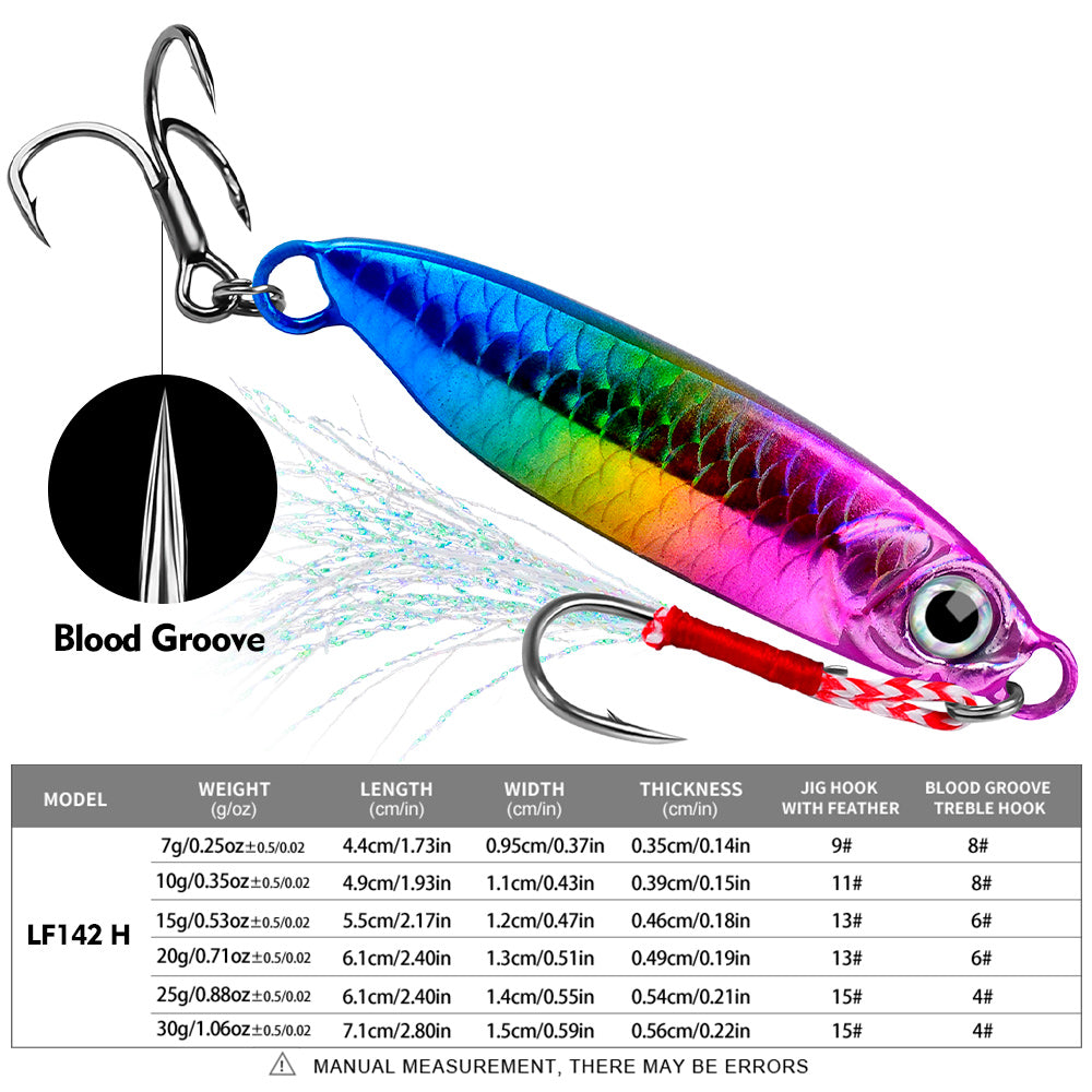 PROBEROS 8pcs Metal Jig Shore Casting Jigging Lure Shore Casting Saltwater Fishing Lure Bait Artificial Bait