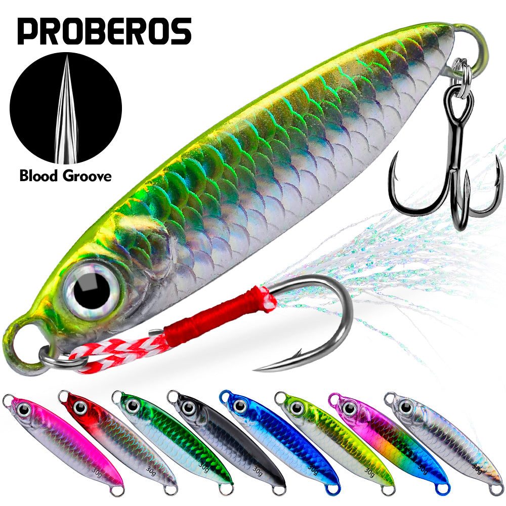 PROBEROS 8pcs Metal Jig Shore Casting Jigging Lure Shore Casting Saltwater Fishing Lure Bait Artificial Bait