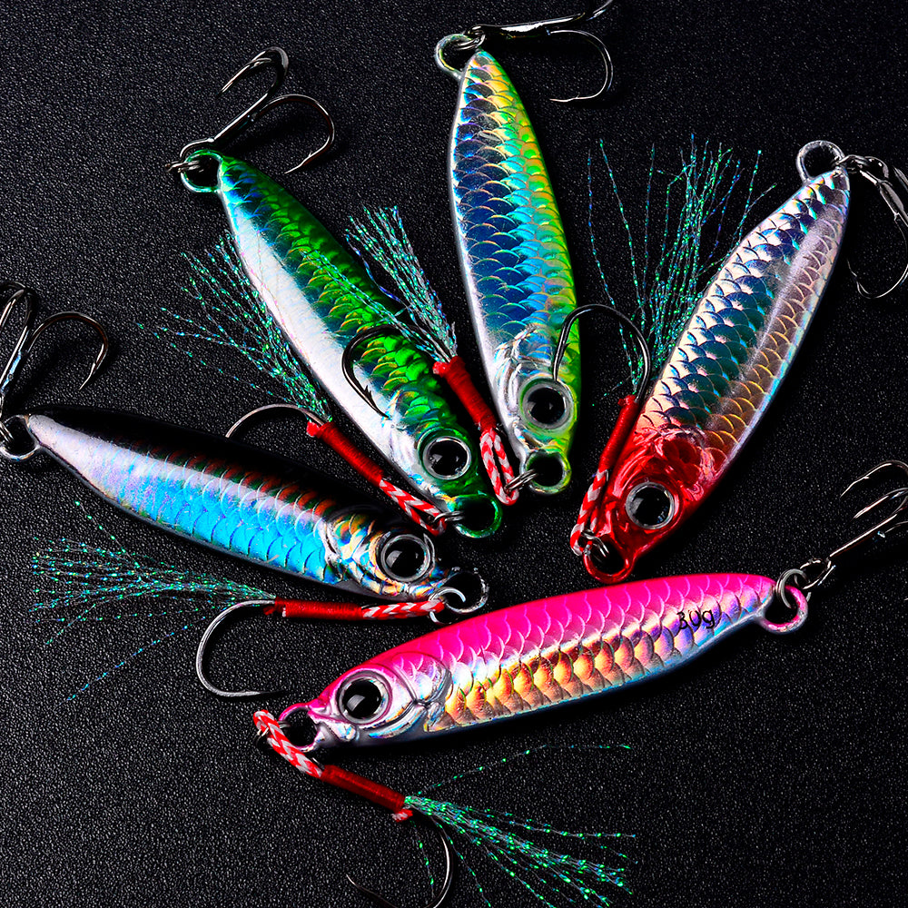 PROBEROS 8pcs Metal Jig Shore Casting Jigging Lure Shore Casting Saltwater Fishing Lure Bait Artificial Bait