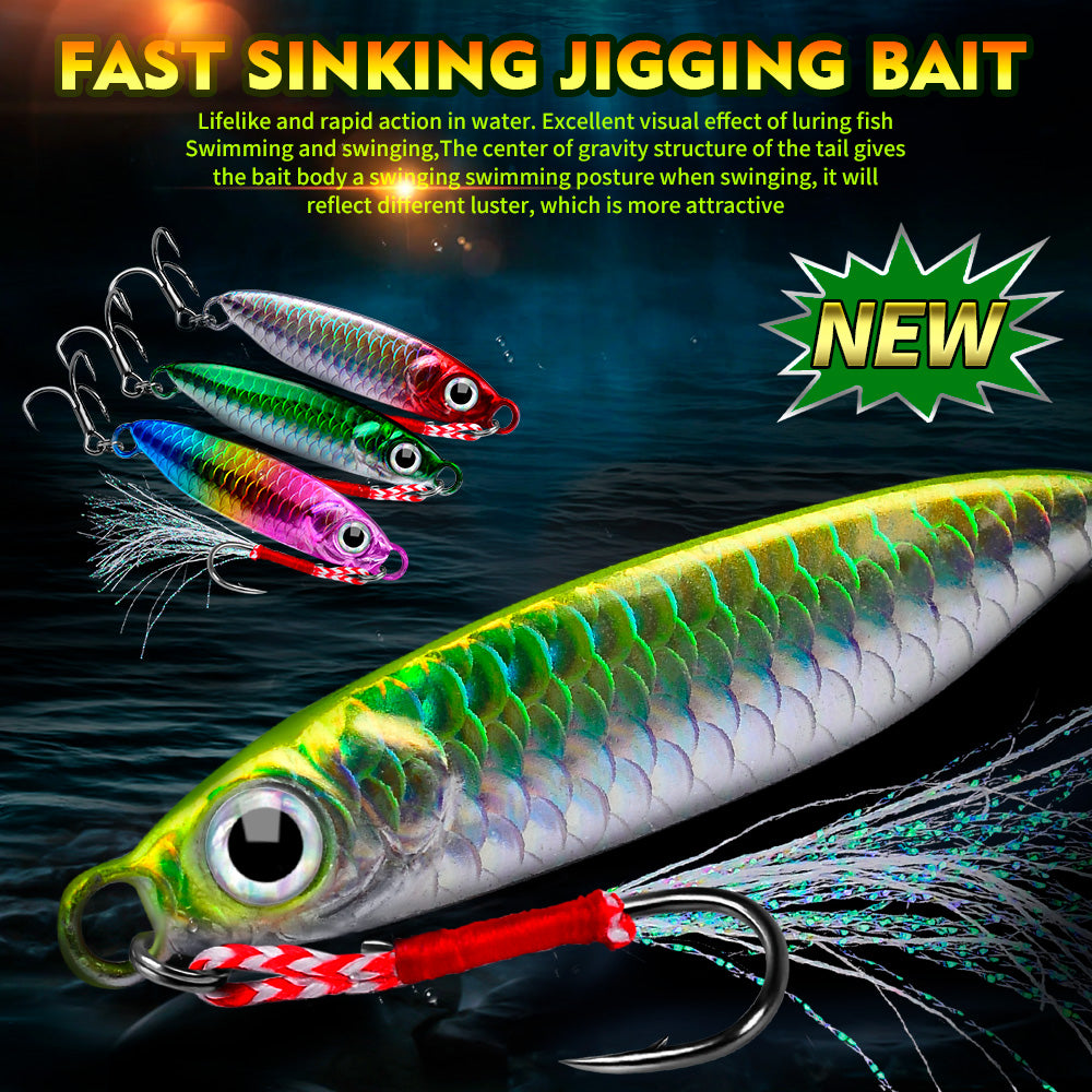 PROBEROS 8pcs Metal Jig Shore Casting Jigging Lure Shore Casting Saltwater Fishing Lure Bait Artificial Bait