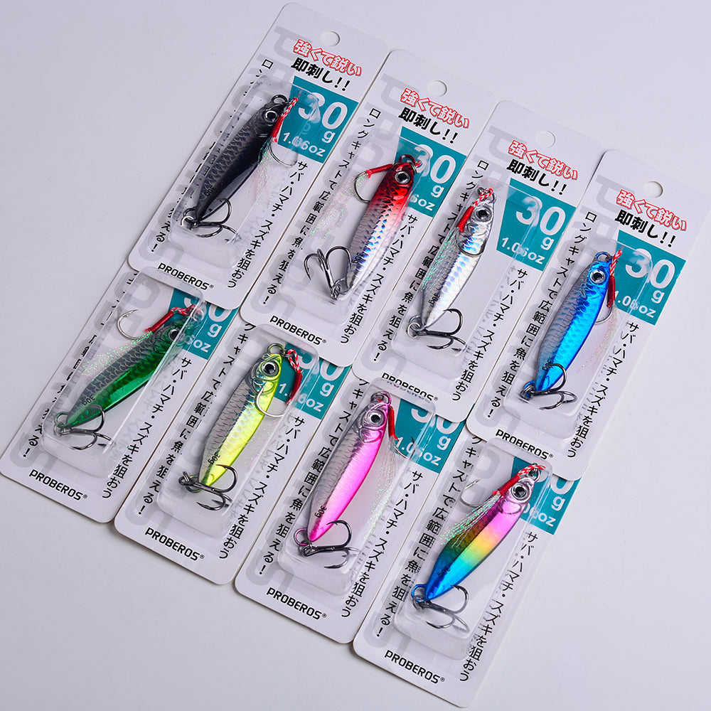 PROBEROS 8pcs Metal Jig Shore Casting Jigging Lure Shore Casting Saltwater Fishing Lure Bait Artificial Bait
