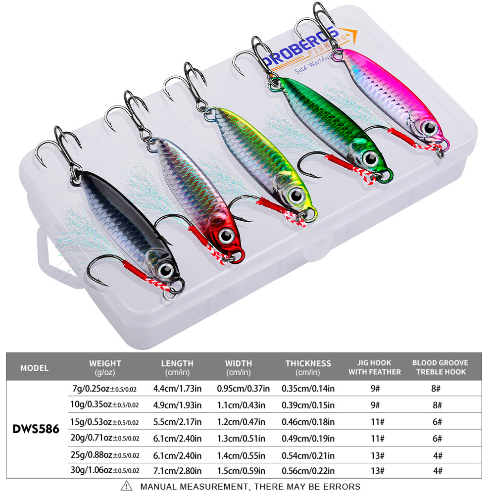 PROBEROS 8pcs Metal Jig Shore Casting Jigging Lure Shore Casting Saltwater Fishing Lure Bait Artificial Bait