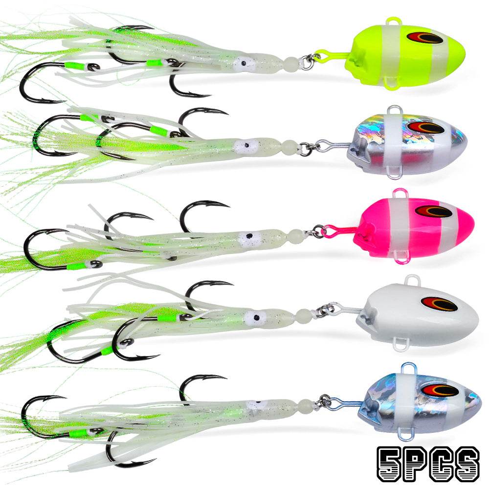 PROBEROS 5PCS Trolling Jig Lure 100g150g200g250g300g Kabura Fish Head Squid Assist Hooks Metal Jig Sinking Inchiku Trolling Fishing Lure - Proberos