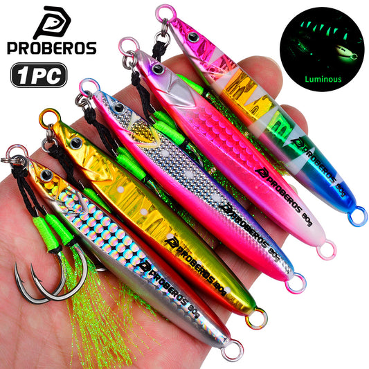 PROBEROS LF177 Luminous Slow Jigging Lure Saltwater Bait with Hook 20g-80g