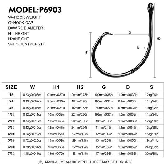 PROBEROS 20PCS Saltwater Fishing Hooks 4#-7/0# Anti-rusty Single hook Tin Color Fishhooks High Carbon Steel Strength