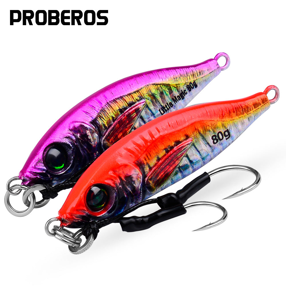 PROBEROS 5pcs Luminous Jigging Lure 30-40-60-80g Metal Jigs Fishing Bait Sea Fishing Jig Spoon Trolling Wobbler Hard Isca Pesca