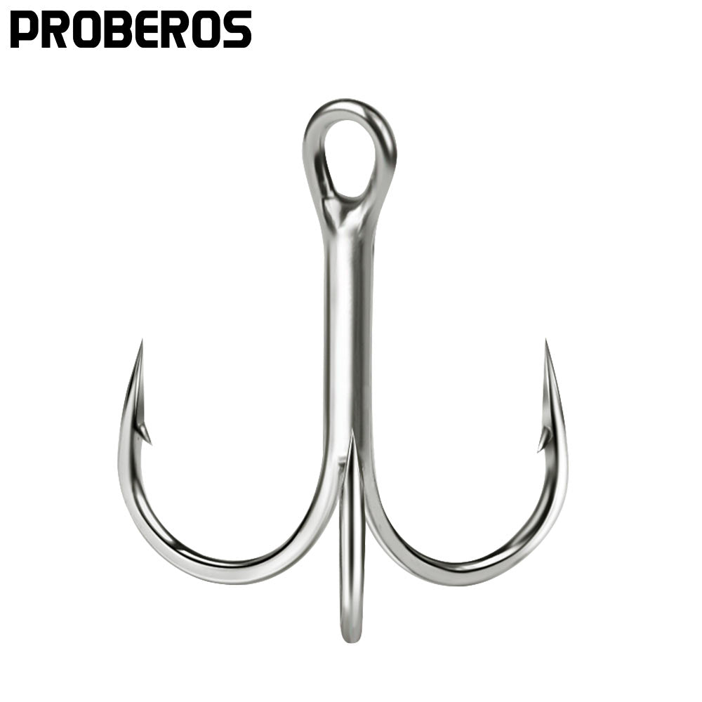 PROBEROS Bright Tin Triple Hook with Barbed Anchor Hook Double Reinforced Bulk Lure Hook Hook 50pcs