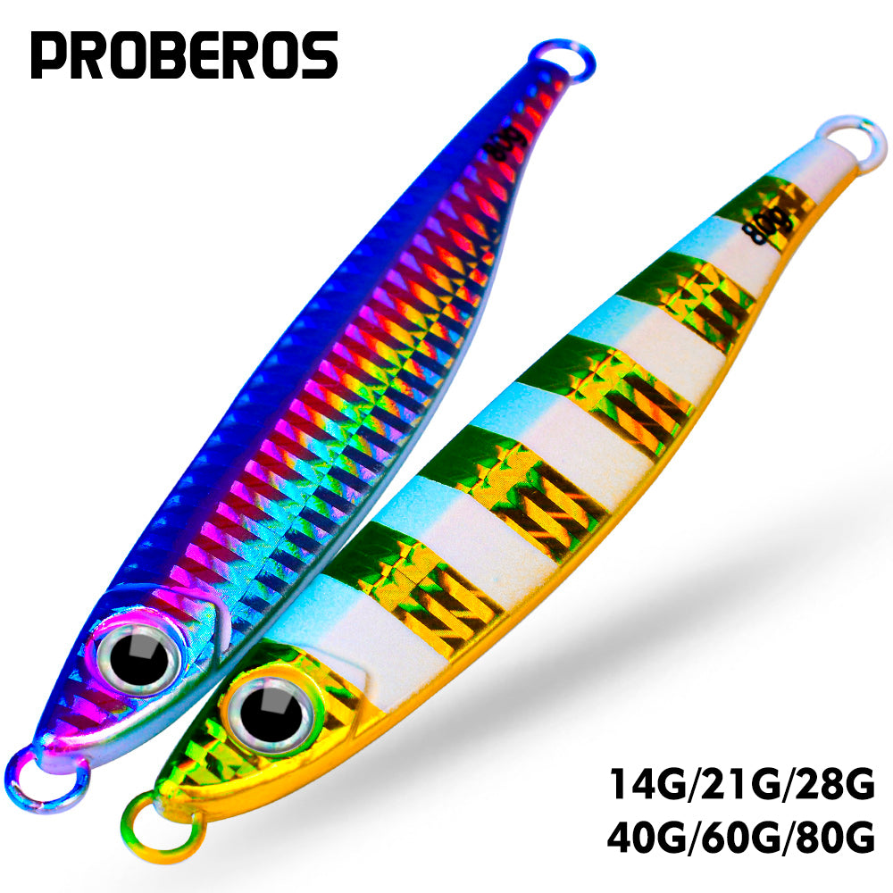 PROBEROS 5pcs Luminous Fishing Lure - Slow Jigging Hard Lure, Iron Plate Fish Design, Realistic Stripes & Marble Patterns, Sunken Throwing Device for Fishing, Fishing Lure