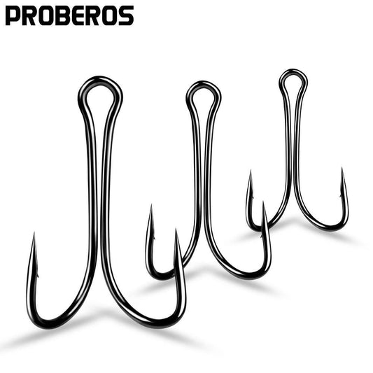 PROBEROS 100pcs Luya Fishing Hook Carbon Steel Barbed Double Hook Fishing Hook Chicken Claw Hook Tied Soft Bait Fish Accessories - Proberos
