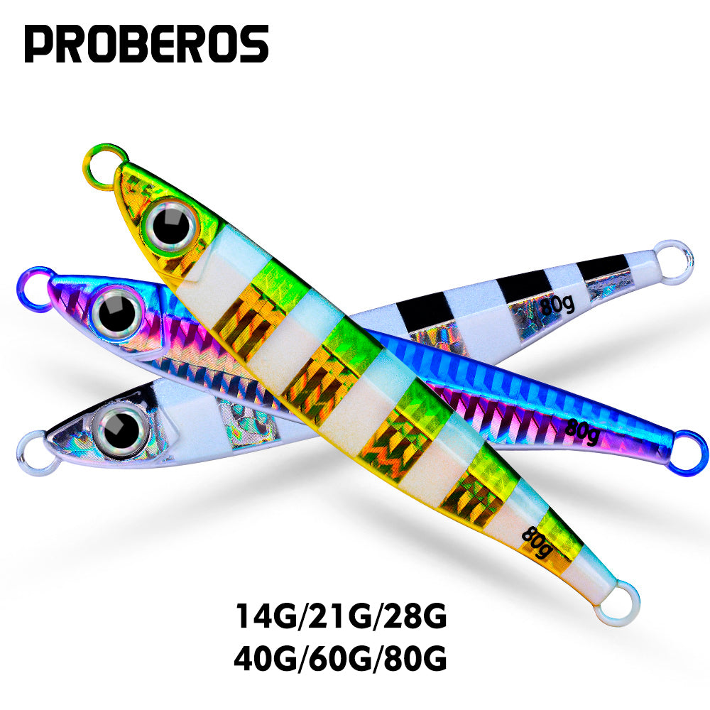 PROBEROS 5pcs Luminous Fishing Lure - Slow Jigging Hard Lure, Iron Plate Fish Design, Realistic Stripes & Marble Patterns, Sunken Throwing Device for Fishing, Fishing Lure