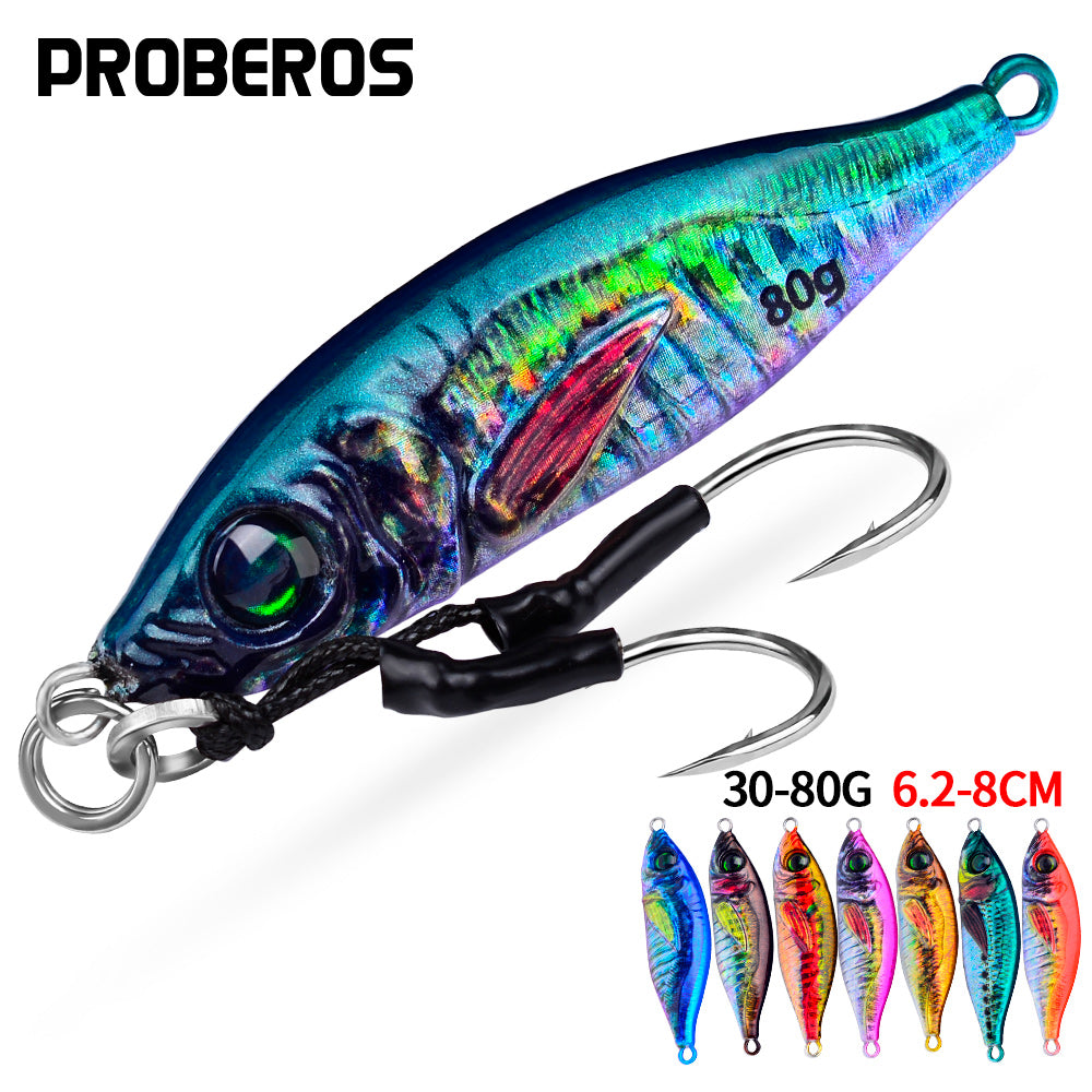 PROBEROS 5pcs Luminous Jigging Lure 30-40-60-80g Metal Jigs Fishing Bait Sea Fishing Jig Spoon Trolling Wobbler Hard Isca Pesca