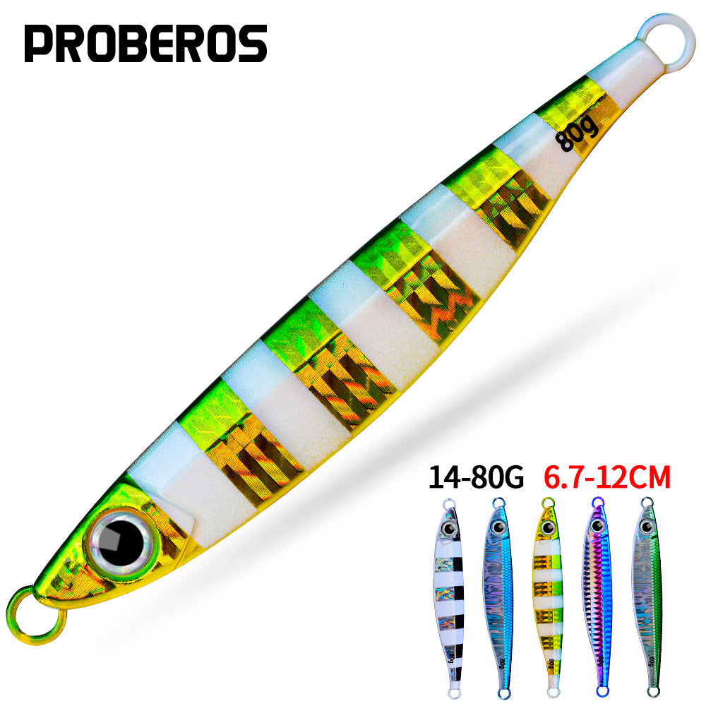 PROBEROS 5pcs Luminous Fishing Lure - Slow Jigging Hard Lure, Iron Plate Fish Design, Realistic Stripes & Marble Patterns, Sunken Throwing Device for Fishing, Fishing Lure