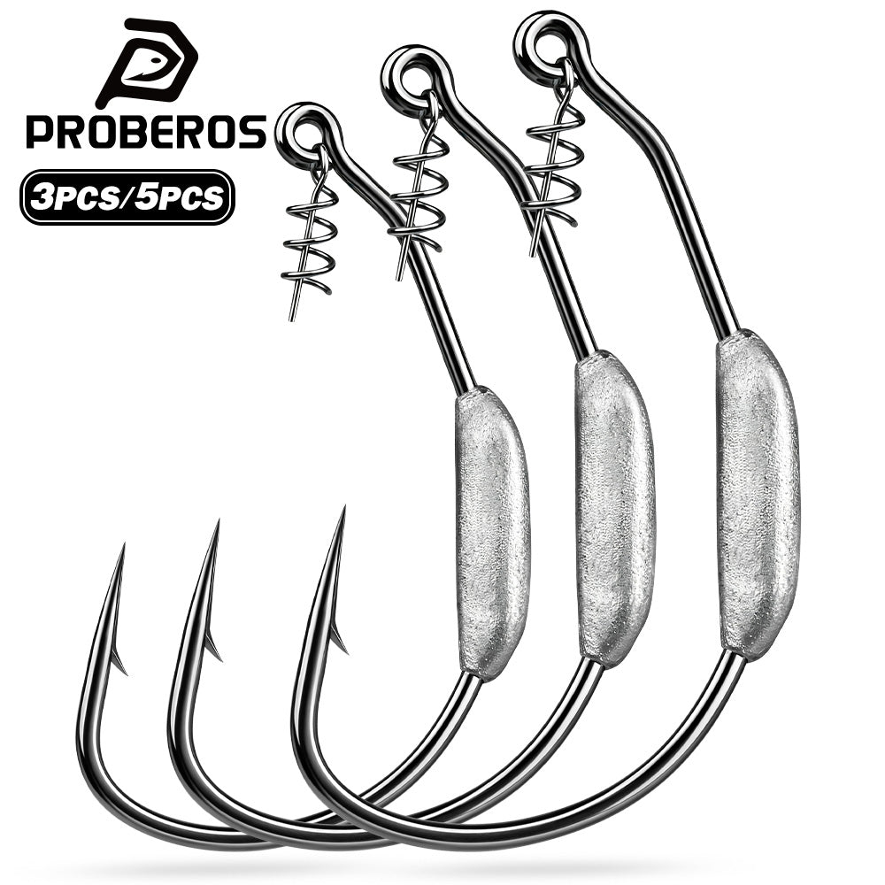 PROBEROS Weighted Swimbait Jig Hooks QBG001, 6/0#-10/0# Offset Weedles – Proberos